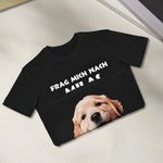 Personalisiertes FRAG MICH NACH Lustiges Foto T-Shirt mit Text aus Baumwolle Geburtstag Vatertag Geschenk für Papa Opa Freunde