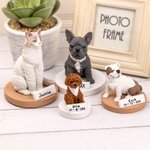 Personalized Handmade Lifelike Pet Dog Cat Photo Portrait Clue Statue with Text and Base Desk Decor Memorial Gift for Pet Lovers