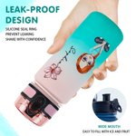 Personalized Cartoon Characters Birth Flower Gradient Sport Water Bottle with Name Birthday Gift for Family