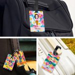 Etiquette de bagage personnalisée en forme de personnage de dessin animé pour les vacances d'été avec nom Cadeau d'anniversaire pour la famille et les amis