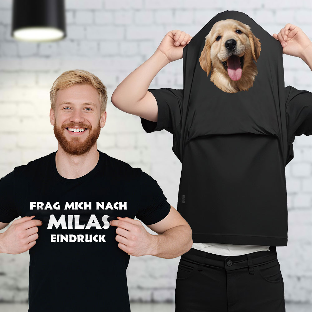 Personalisiertes FRAG MICH NACH Lustiges Foto T-Shirt mit Text aus Baumwolle Geburtstag Vatertag Geschenk für Papa Opa Freunde