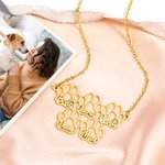 Personalised Dainty 1-6 Dog Paw Print Necklace with Name Pet Jewellery Birthday Anniversary Memorial Gift for Loss of Pet