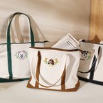 Personalized Embroidered Floral Pet Face Photo Waterproof Large Tote Bag with Name Travel Accessories Birthday Gift for Cat Dog Mom Women