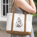 Personalized Embroidered Character Pet Portrait Photo Durable Oxford Tote Bag with Name Birthday Mother's Day Gift for Mom Pet Lover