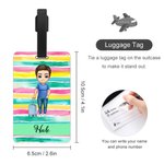 Etiquette de bagage personnalisée en forme de personnage de dessin animé pour les vacances d'été avec nom Cadeau d'anniversaire pour la famille et les amis