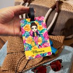 Etiquette de bagage personnalisée en forme de personnage de dessin animé pour les vacances d'été avec nom Cadeau d'anniversaire pour la famille et les amis
