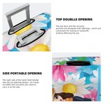 Personalized Colorful Flower Stripes Cartoon Travel Character Luggage Cover Fits 18-32 Inches Suitcase with Name Birthday Gift for Family Friends