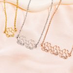 Personalised Dainty 1-6 Dog Paw Print Necklace with Name Pet Jewellery Birthday Anniversary Memorial Gift for Loss of Pet