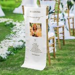 Gepersonaliseerd In Liefdevol Geheugen Foto Stoelbord Bruiloft Stof met Tekst en Naam Gereserveerde Zitplaats Decoratie Gedenkcadeau voor Pasgetrouwd stel