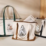 Personalized Embroidered Character Pet Portrait Photo Durable Oxford Tote Bag with Name Birthday Mother's Day Gift for Mom Pet Lover