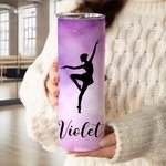 Personalized Watercolor Dance Silhouette 20 oz Insulated Skinny Tumbler with Name Dance Performance Appreciation Birthday Gift for Dancers