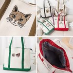 Bordado Personalizado 1-4 Perro Gato Mascota Retrato Fotos Lienzo Grande Bolsa Tote Regalo de Cumpleaños para Mamá Amantes de las Mascotas