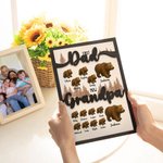 Personalized Cartoon Dad and Baby Bears Wooden Plaque Frame with 1-12 Names and Nickname Home Decor Father's Day Gift for Dad Grandpa