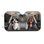 Personalized 1-4 3D Style Dog Cartoon Character Funny Car Windshield Sun Shade with Name Holiday New Car Birthday Gift for Dog Lovers Car Owner