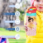 Bottiglia d'acqua isolata da 12 oz con cannuccia e coperchio a prova di fuoriuscita Regalo di compleanno per la scuola per bambini Ballerina
