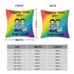 Personalised Together Since Year Cartoon Couple Soft Cushion Cover with Names Home Decor Anniversary Birthday Gift for Couples