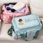 Sac de Voyage Personnalisé avec Danseuse Dessin Animé et Nom Bandoulière Compartiments Multiples Accessoires Sport Cadeau Anniversaire pour Elle