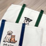 Personalized Embroidered Character Pet Portrait Photo Durable Oxford Tote Bag with Name Birthday Mother's Day Gift for Mom Pet Lover