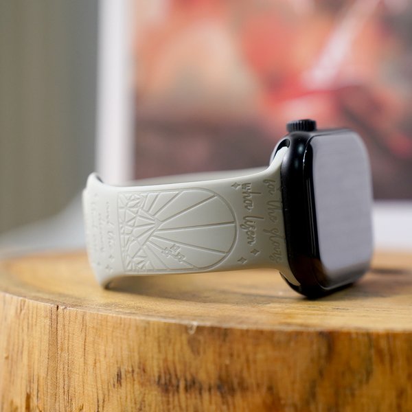 Personalised Sun Moon Multicolour Silicone Watch Band for Apple with Engraved Name Birthday Anniversary Gift for Friends