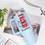 Personalised Multicolour Christian Theme 40 oz Tumbler with Name and Straw Travel Accessories Baptism Birthday Gift for Christians