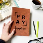 Personalised Multicolour Christian Theme A5 PU Leather Notebook with Name Back to School Baptism Birthday Gift for Christians