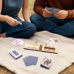 Personalized Engraved Animal Navigation Pattern Portable Cribbage Board with Wooden Pegs Camping Outdoor Activities Birthday Gift for Cribbage Lovers
