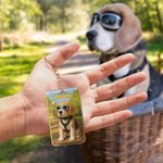 Personalized Photo 3D Effect Cartoon Acrylic Keychain with Title Anniversary Birthday Gift for Family Friends