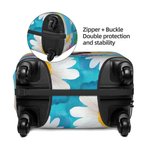Personalized Colorful Flower Stripes Cartoon Travel Character Luggage Cover Fits 18-32 Inches Suitcase with Name Birthday Gift for Family Friends