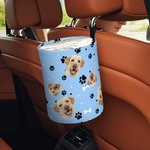 Personalized 1-3 Pet Face Photos Cute Paws Hanging Car Trash Can Auto Accessories Travel Birthday Gift for Pet Lovers