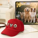 Personalizzato ricamato cane gatto ritratto 100% cotone regolabile berretto da baseball con i nomi Accessori per esterni Pet Party regalo di compleanno per i proprietari di animali domestici