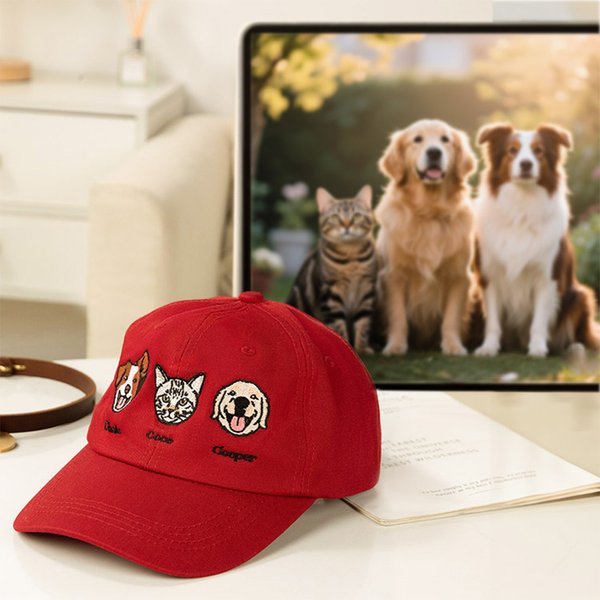 Personalizzato ricamato cane gatto ritratto 100% cotone regolabile berretto da baseball con i nomi Accessori per esterni Pet Party regalo di compleanno per i proprietari di animali domestici