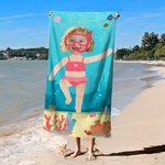 Toalla de playa personalizada de secado rápido con personaje de buceador de dibujos animados y foto facial esencial para viajar regalo para niños