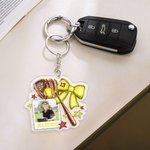 Personalized Photo Baseball Bow Style Acrylic Keychain with Name Team Game Day Birthday Gift for Sports Lover