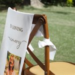 Gepersonaliseerd In Liefdevol Geheugen Foto Stoelbord Bruiloft Stof met Tekst en Naam Gereserveerde Zitplaats Decoratie Gedenkcadeau voor Pasgetrouwd stel