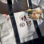 Bordado Personalizado 1-4 Perro Gato Mascota Retrato Fotos Lienzo Grande Bolsa Tote Regalo de Cumpleaños para Mamá Amantes de las Mascotas