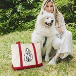 Personalized Embroidered Character Pet Portrait Photo Durable Oxford Tote Bag with Name Birthday Mother's Day Gift for Mom Pet Lover