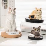 Personalized Handmade Lifelike Pet Dog Cat Photo Portrait Clue Statue with Text and Base Desk Decor Memorial Gift for Pet Lovers
