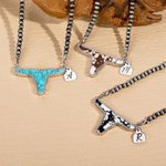 Collier de perles rétro Navajo avec initiales gravées Farm Life Bullfighting Cadeau d'anniversaire pour Cowboy Cowgirl