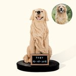 Personalized Handmade Lifelike Pet Dog Cat Photo Portrait Clue Statue with Text and Base Desk Decor Memorial Gift for Pet Lovers