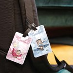 Personlig söt liten björn pilot akvarell bagagetagg med namn resetillbehör födelsedag julklapp för pojkar flickor