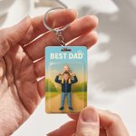 Personalized Photo 3D Effect Cartoon Acrylic Keychain with Title Anniversary Birthday Gift for Family Friends