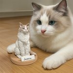 Personalized Handmade Lifelike Pet Dog Cat Photo Portrait Clue Statue with Text and Base Desk Decor Memorial Gift for Pet Lovers