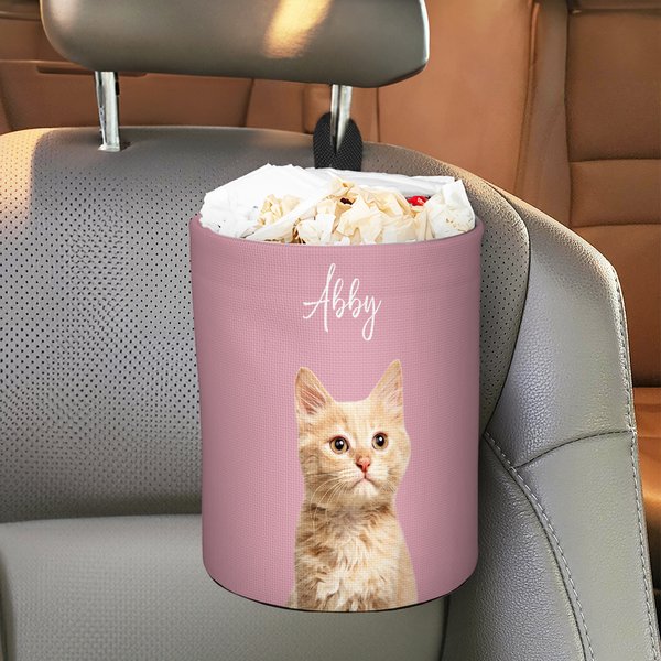 Personalized Pet Face Photo Car Multi-Color Hanging Trash Can with Name Auto Accessories Pet Party Birthday Gift for Pet Owners