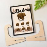 Personalized Cartoon Dad and Baby Bears Wooden Plaque Frame with 1-12 Names and Nickname Home Decor Father's Day Gift for Dad Grandpa