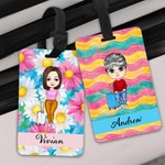 Etiquette de bagage personnalisée en forme de personnage de dessin animé pour les vacances d'été avec nom Cadeau d'anniversaire pour la famille et les amis