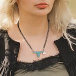 Collier de perles rétro Navajo avec initiales gravées Farm Life Bullfighting Cadeau d'anniversaire pour Cowboy Cowgirl