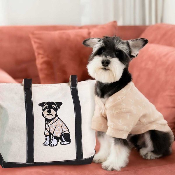 Personalised Embroidered Character Pet Portrait Photo Durable Oxford Tote Bag with Name Birthday Mother's Day Gift for Mom Pet Lover