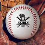 Personalised Baseball Field Bats Gloves Design Baseball with Name and Number Birthday Father's Day Team Gift for Dad Baseball Player