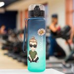 Personalized Cartoon Characters Birth Flower Gradient Sport Water Bottle with Name Birthday Gift for Family