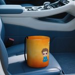 Personalized Cartoon Character Birth Flower Watercolor Hanging Car Trash Can with Name Car Accessory Birthday Gift for Family Car Owner